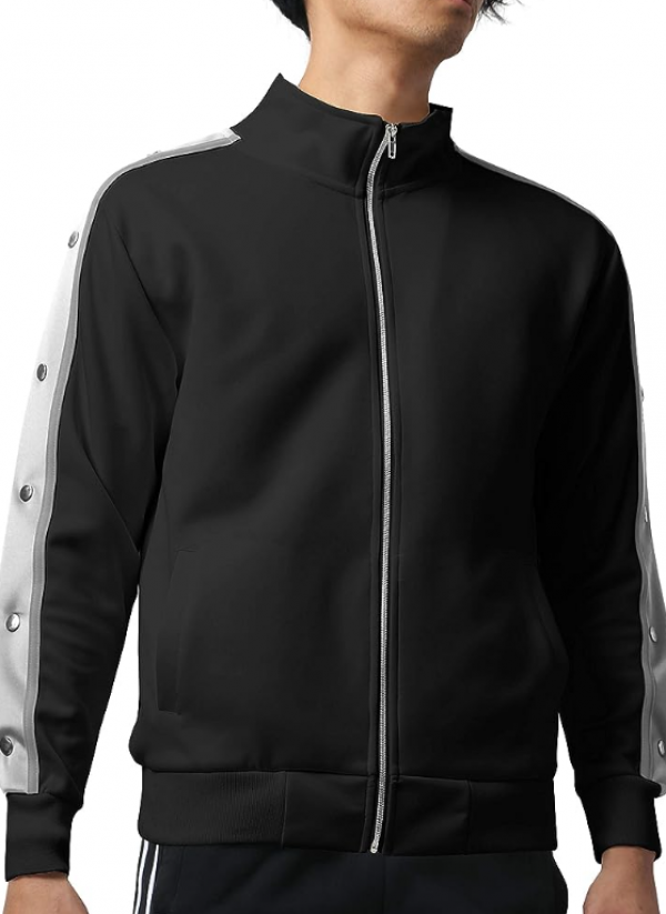 Jaket Bomber dengan Aksen Kancing di Lengan